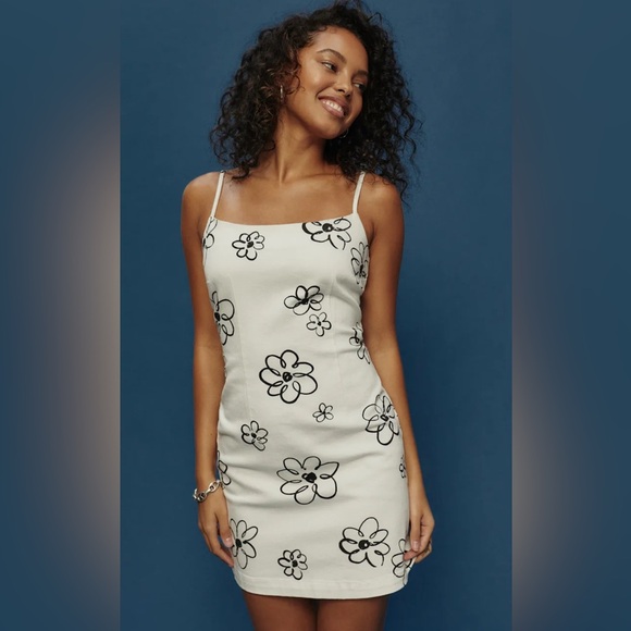 Reformation Denim Floral Bonnie Delphinia Mini Dress - Picture 4 of 13